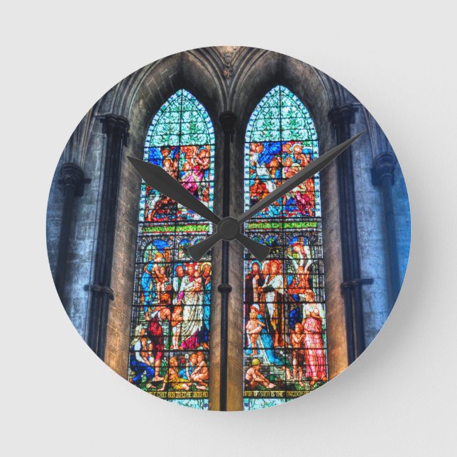 Glasfönster, målat, Salisbury Cathedral, Förenade  Rund Klocka (Framsida)