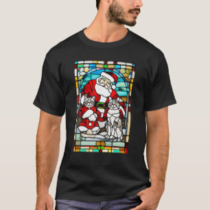 Glasfönster med fastsatt form Art Grått Tabby katt T Shirt