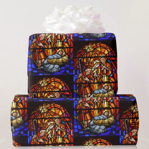 Glasfönster med fastsatt glasyta i Baby Jesus jul Presentpapper