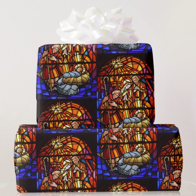 Glasfönster med fastsatt glasyta i Baby Jesus jul Presentpapper (Skapare uppladdad)
