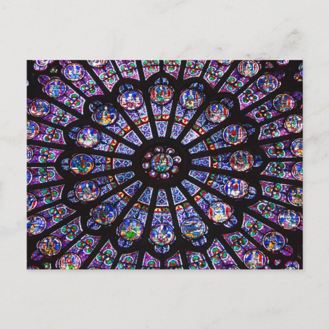 Glasfönster, Notre Dame, Paris Vykort (Framsida)