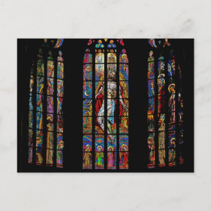 Glasfönster, St Vitus-katedral, Prag Vykort