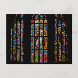 Glasfönster, St Vitus-katedral, Prag Vykort