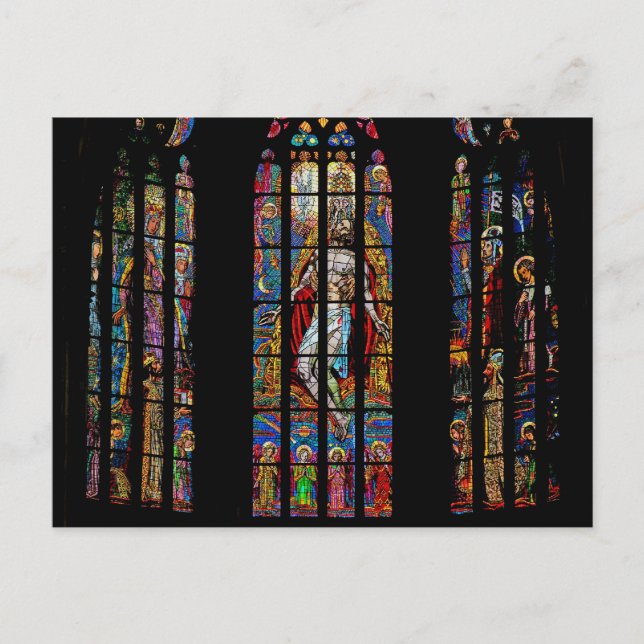 Glasfönster, St Vitus-katedral, Prag Vykort (Framsida)