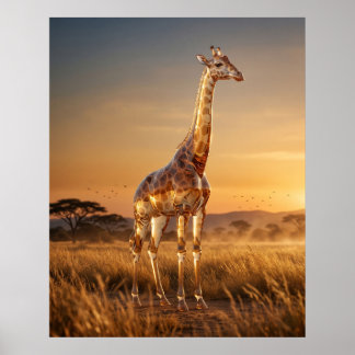 Glasgiraff Savannah Gryning Poster