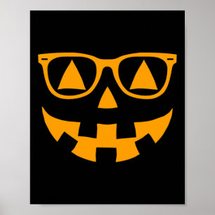 Glasglasögonen jack o lantern Ansikte Halloween P Poster