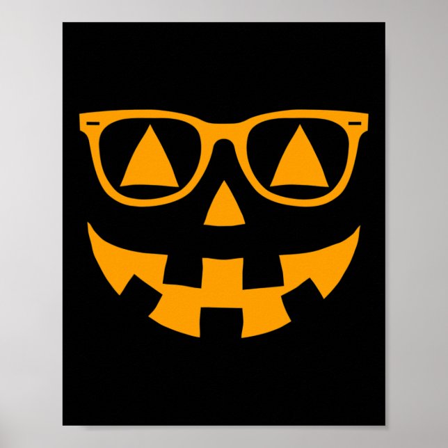 Glasglasögonen jack o lantern Ansikte Halloween P Poster (Framsidan)