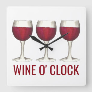 Glasglasögonen vin O'Clock Red Vin Pub Fyrkantig Klocka