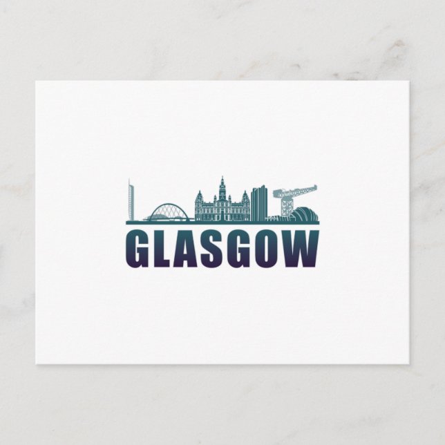 Glasgow City Cityscape Skyline Funny Gift Idea Vykort (Framsida)