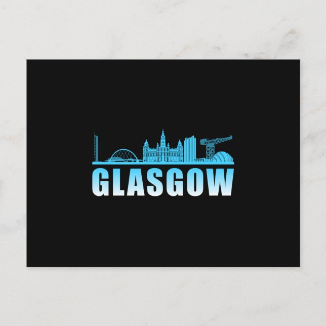 Glasgow City Cityscape Skyline Resa Funny Gift Vykort (Framsida)