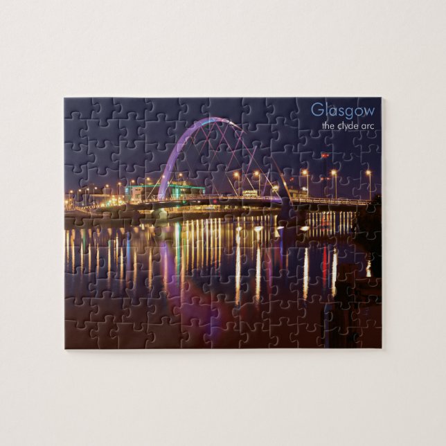 Glasgow Clyde Arc på natten Pussel (Horisontell)