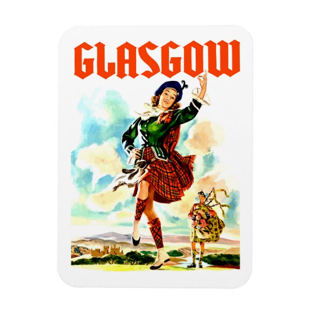 Glasgow, kvinna i kilt magnet (Vertikal)