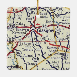 Glasgow KY Vintage Karta Julgransprydnad Keramik