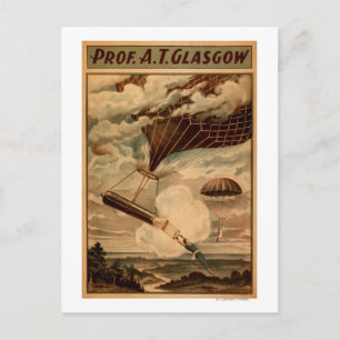 Glasgow Luftballong Circus Theater Poster Vykort