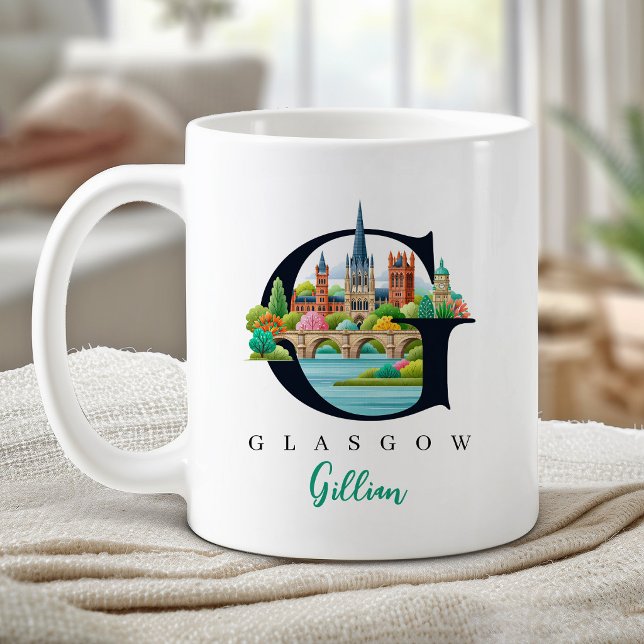 Glasgow Monogram Bokstav G Personligt Gåva Kaffemugg (Glasgow Monogram Letter G Personalized Gift Coffee Mug)