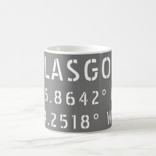 Glasgow Scotland Latitude & Longitud Kaffemugg