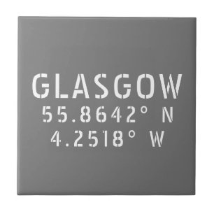 Glasgow Scotland Latitude & Longitud Kakelplatta