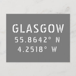 Glasgow Scotland Latitude & Longitud Vykort