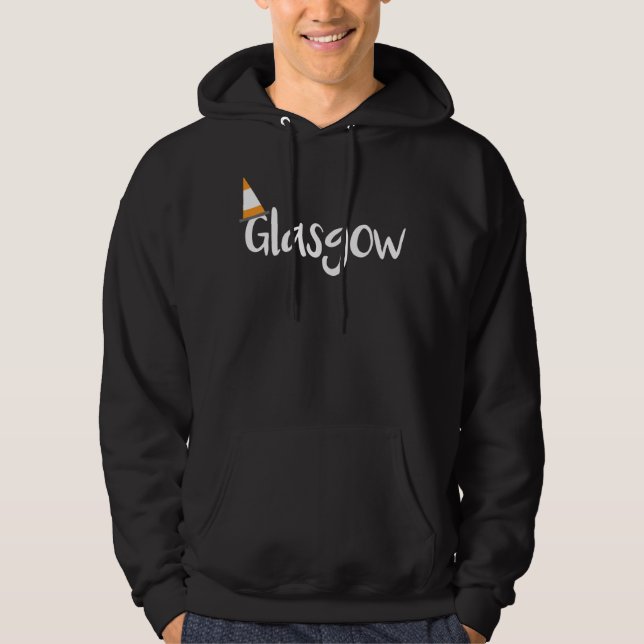 Glasgow Scotland Orange Traffic Cone Hat Hoodie (Framsida)