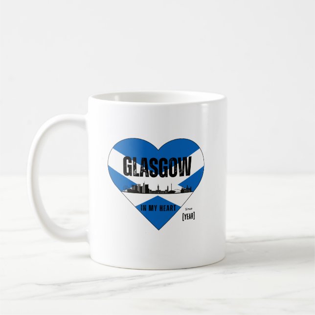 Glasgow Scotland Skyline Heart - sedan [år] Kaffemugg (Vänster)