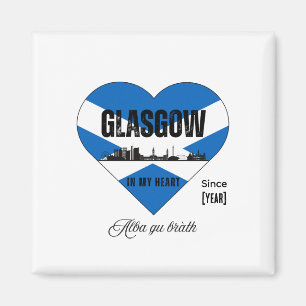 Glasgow Scotland Skyline Heart - sedan [år] Magnet