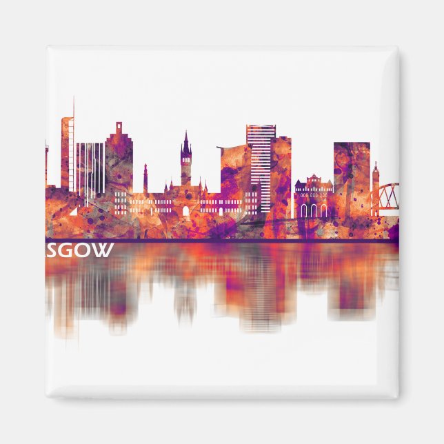 Glasgow Scotland Skyline Magnet (Framsidan)