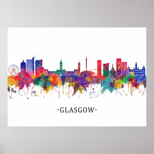 Glasgow Scotland Skyline Poster (Framsidan)