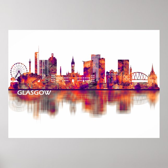 Glasgow Scotland Skyline Poster (Framsidan)