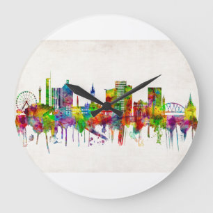 Glasgow Scotland Skyline Stor Klocka