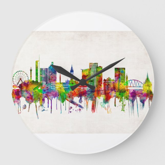 Glasgow Scotland Skyline Stor Klocka (Framsida)