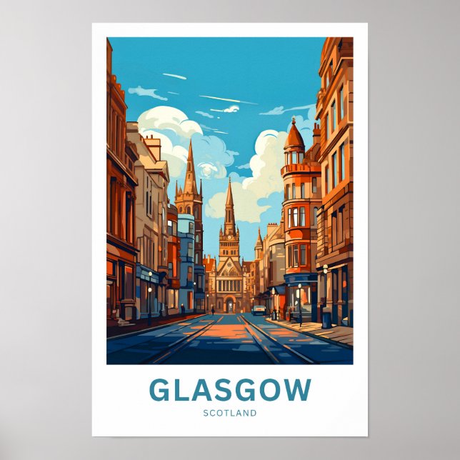 Glasgow Scotland Travel Skriv ut Poster (Framsidan)
