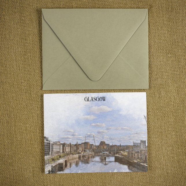 Glasgow Scotland UK Cityscape View Vykort (glasgow uk scotland postcard)