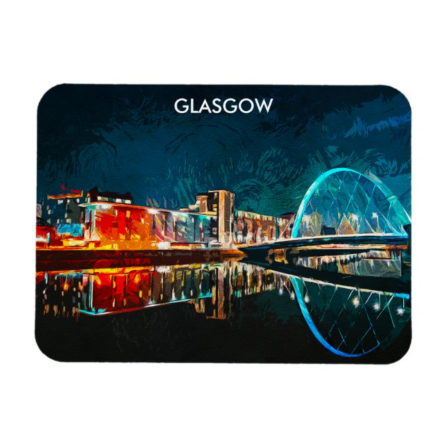 Glasgow Scotland UK Oil Paint City Magnet (Horisontell)