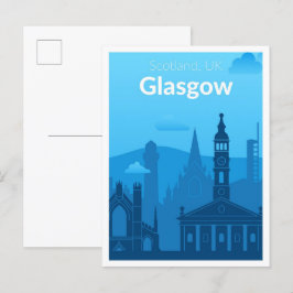Glasgow Scotland UK Vintage resor Illustration Vykort