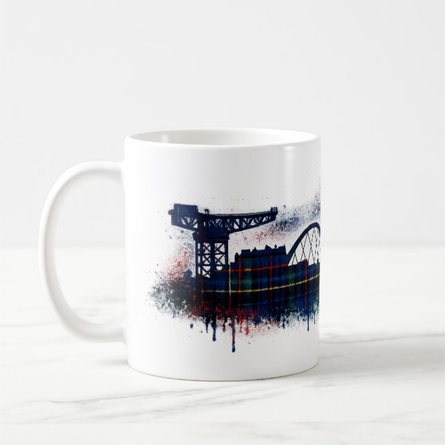 Glasgow Siluett Skottland Tartan  Kaffemugg (Vänster)