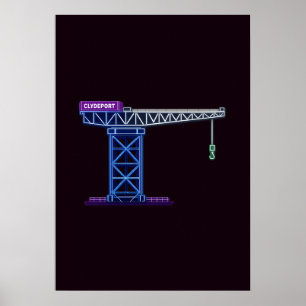 Glasgow Skottland Finnieston Crane Neonkonst Poster