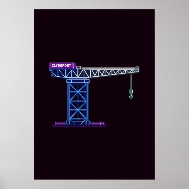 Glasgow Skottland Finnieston Crane Neonkonst  Poster (Framsidan)