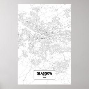 Glasgow Skottland (svarten på vit) Poster