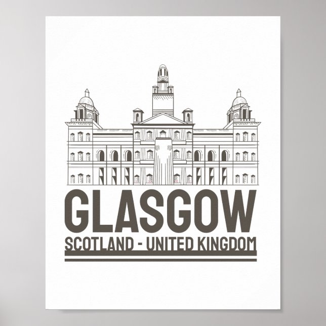 Glasgow Skottland Vintage Arkitektur Resedesign Poster (Framsidan)