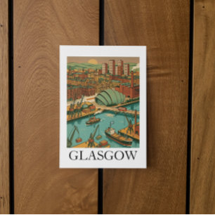 Glasgow Skottland Vintage Reseskiss Vykort