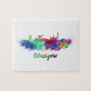 Glasgow-skylin i vattenfärg pussel