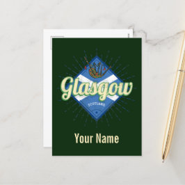 Glasgow UK City Scotland Retro Bagpipes Vintage Helg Vykort