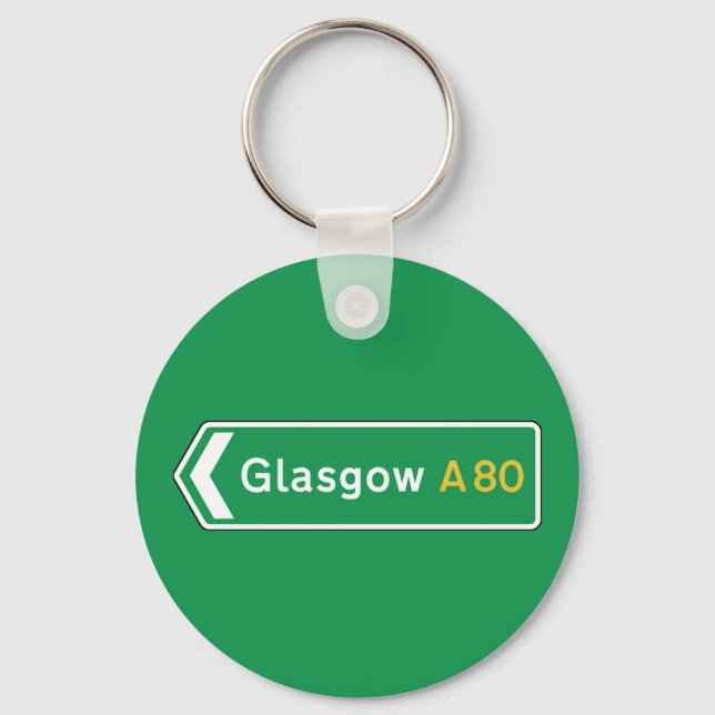 Glasgow, UK Road Sign Nyckelring (Framsida)