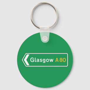 Glasgow UK vägmärke Nyckelring