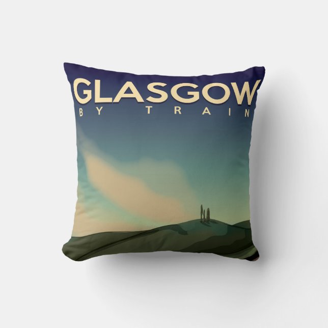 Glasgow vintage tåg affisch kudde (Framsida)