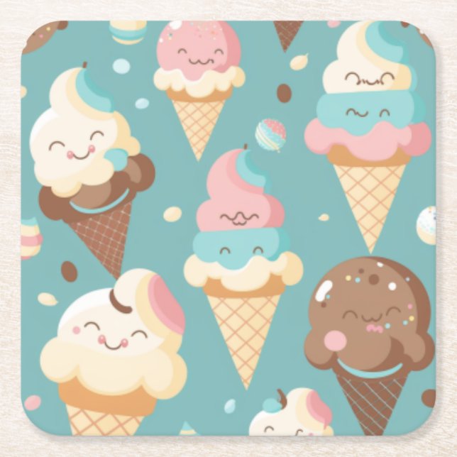 Glasgrädda i gryst, färglöst underlägg papper kvadrat (Framsidan)