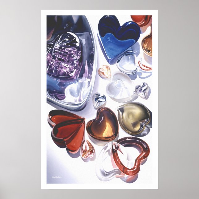 Glashjärtan Kärlek Watercolor Poster (Framsidan)