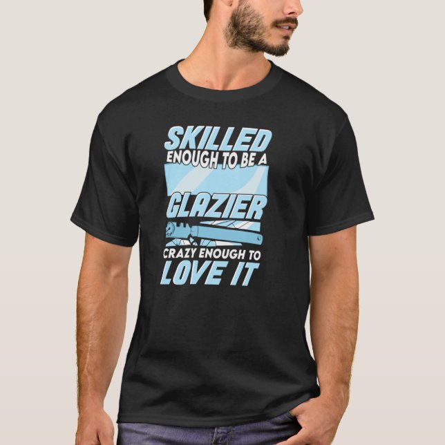 Glasinstallatör i glasfönster t shirt (Framsida)