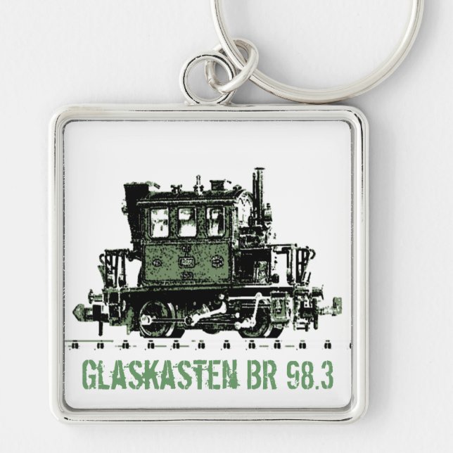 Glaskasten Keychain Fyrkantig Silverfärgad Nyckelring (Framsidan)