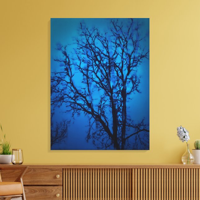 Glaskkonst, viftande Abstrakt i Träd Canvastryck (Insitu (Vardagsrum))